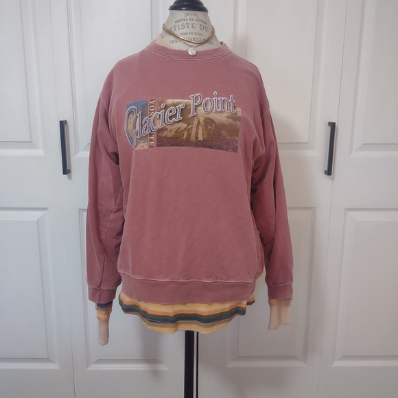 Cotton Deluxe Fleece Other - Medium 1990s Anvil Knitwear Inc.| Glacial Point Yosemite Sweatshirt| Eraser Pink